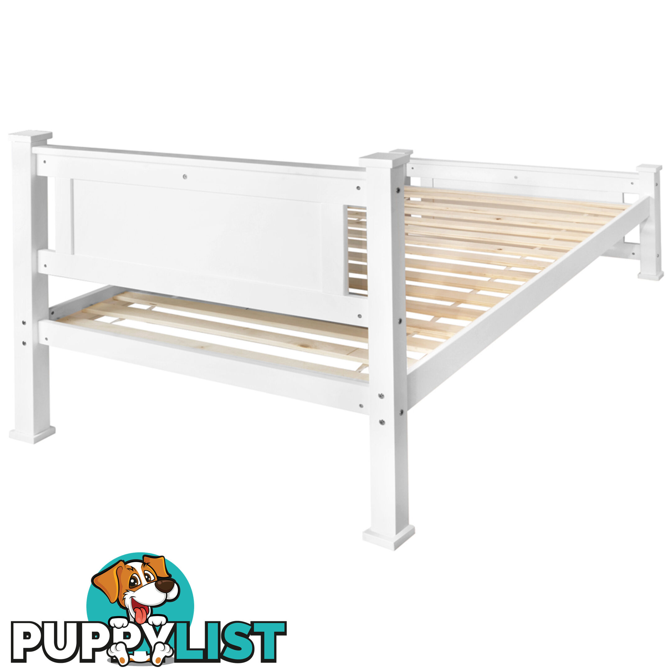 Wooden Bed Frame Pine Wood Single White