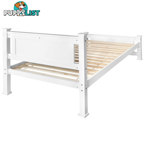 Wooden Bed Frame Pine Wood Single White