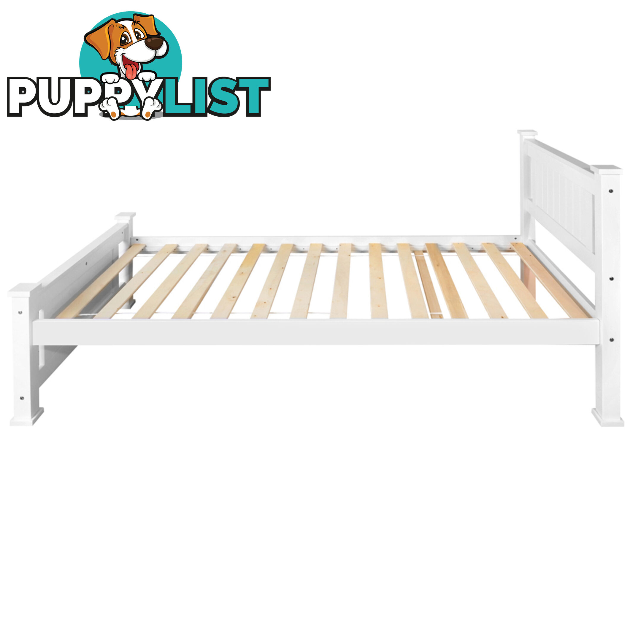 Wooden Bed Frame Pine Wood Single White