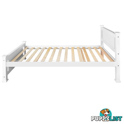 Wooden Bed Frame Pine Wood Single White