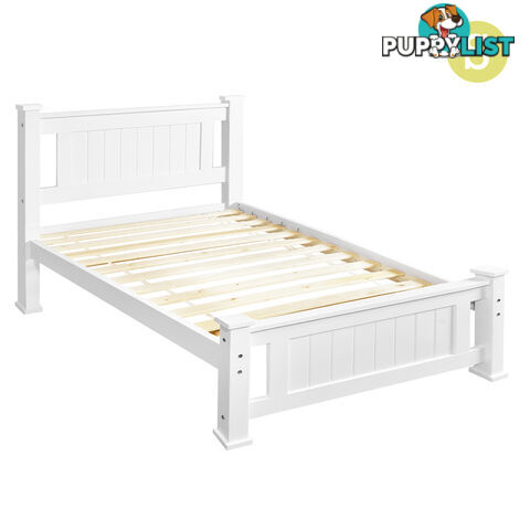 Wooden Bed Frame Pine Wood Single White