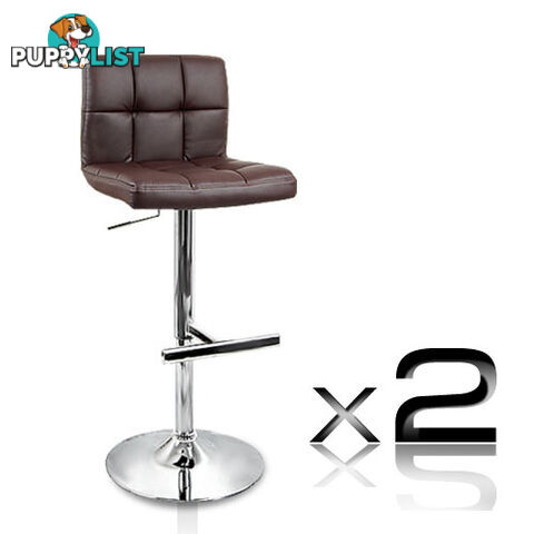 Set of 2 PU Leather Kitchen Bar Stool Chocolate