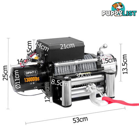 12V 13000 LBS Wireless Steel Cable Electric Winch