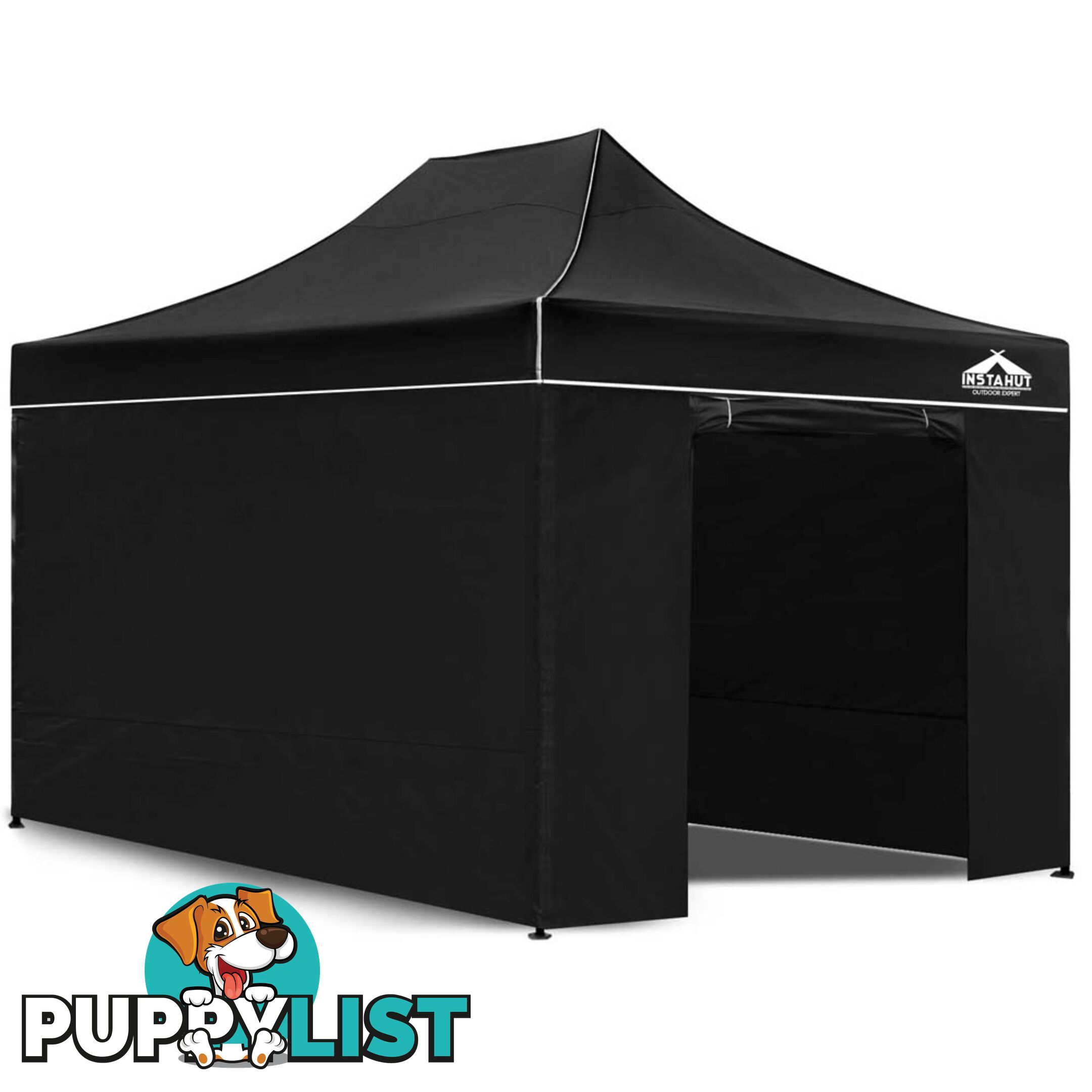 3x4.5 Pop Up Gazebo Hut with Sandbags Black