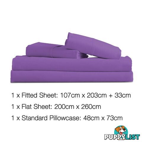 3 Piece Microfibre Sheet Set King Single _ÑÐ Purple