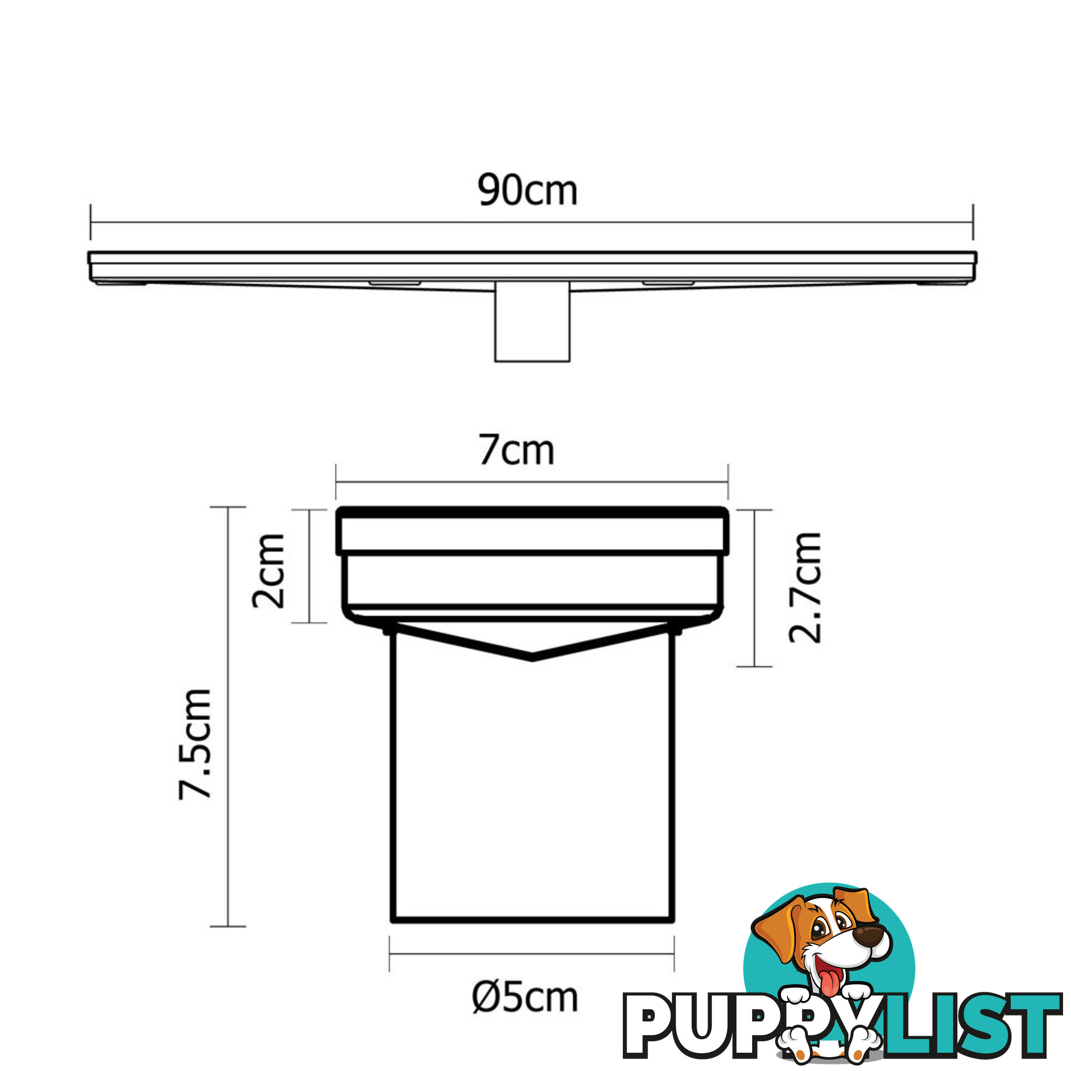 Wave Line Stainless Steel Shower Grate Drain Floor Bathroom 900mm