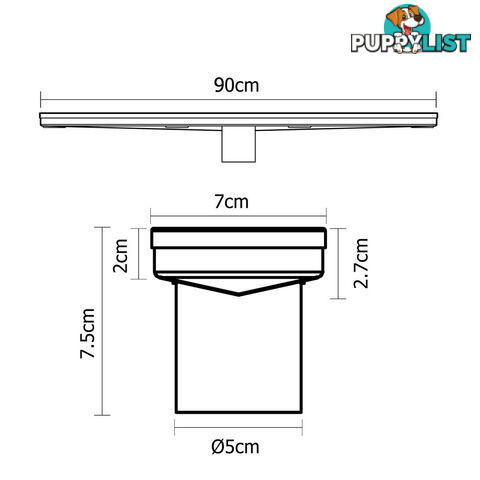 Wave Line Stainless Steel Shower Grate Drain Floor Bathroom 900mm