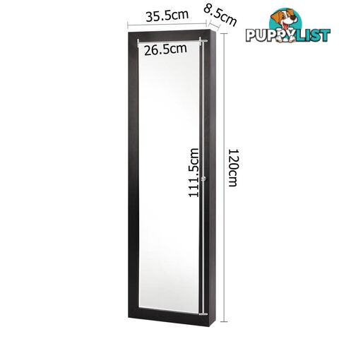 Wall Mount Jewellery Cabinet w/ Mirror Black