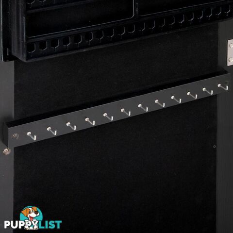 Wall Mount Jewellery Cabinet w/ Mirror Black