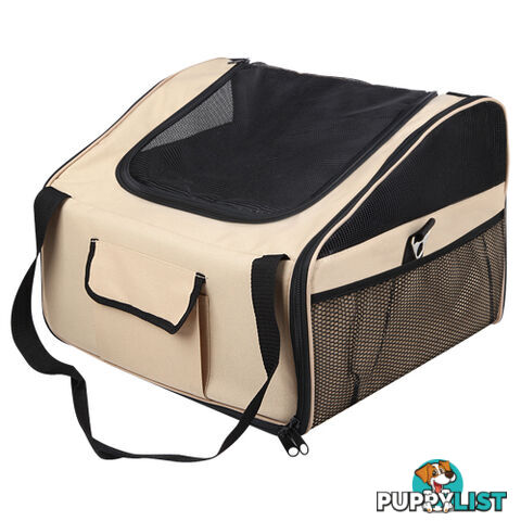 Pet Dog Cat Car Seat Carrier Travel Bag Large Beige