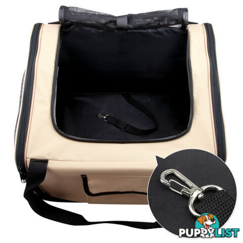 Pet Dog Cat Car Seat Carrier Travel Bag Large Beige