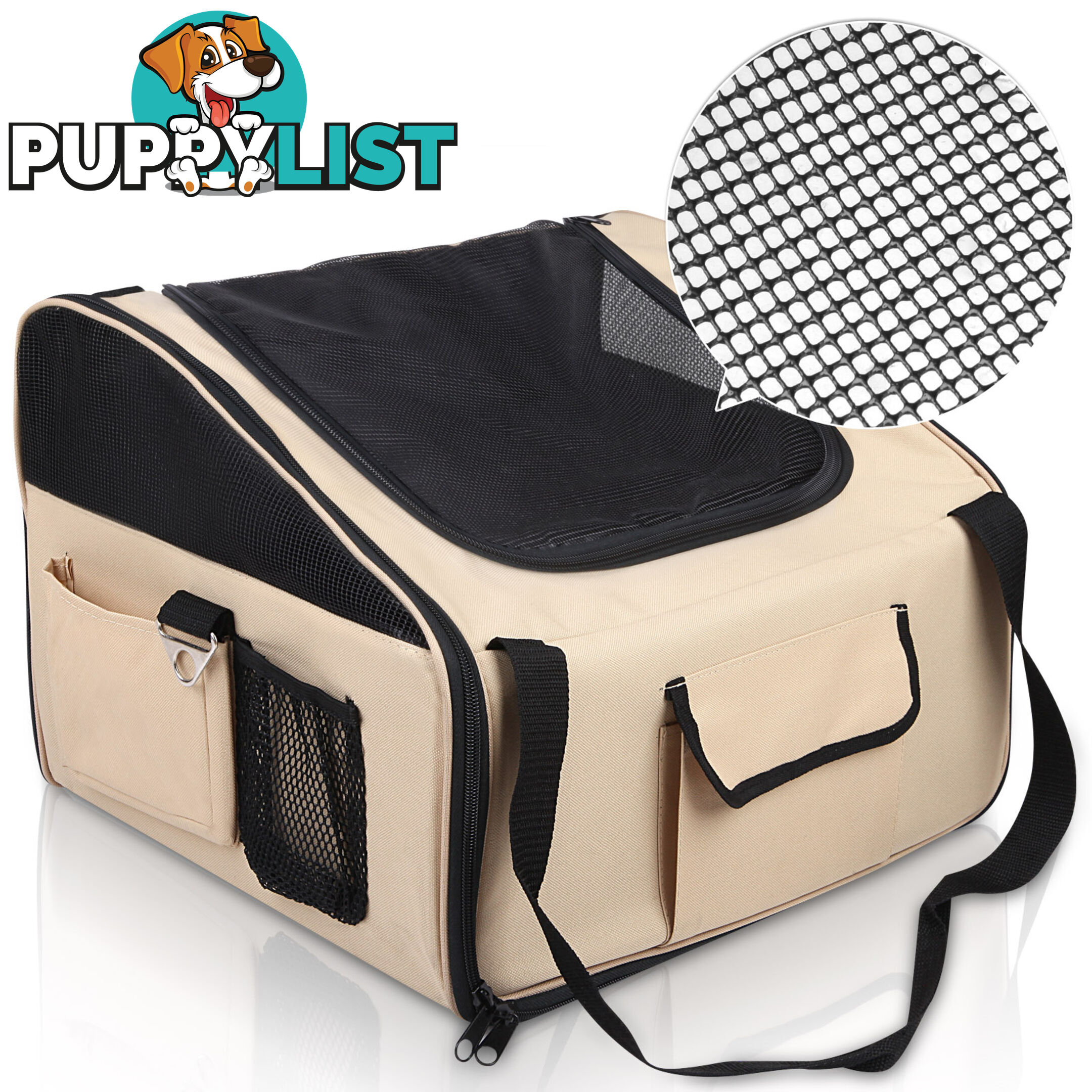 Pet Dog Cat Car Seat Carrier Travel Bag Large Beige