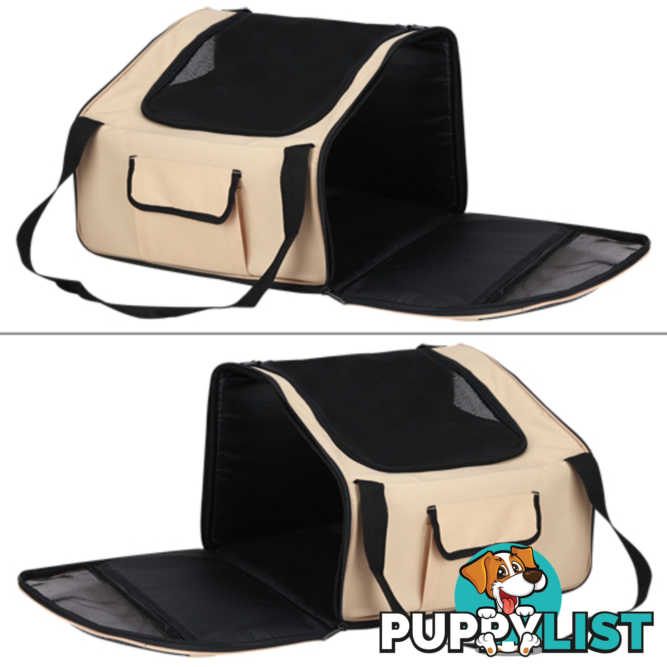 Pet Dog Cat Car Seat Carrier Travel Bag Large Beige