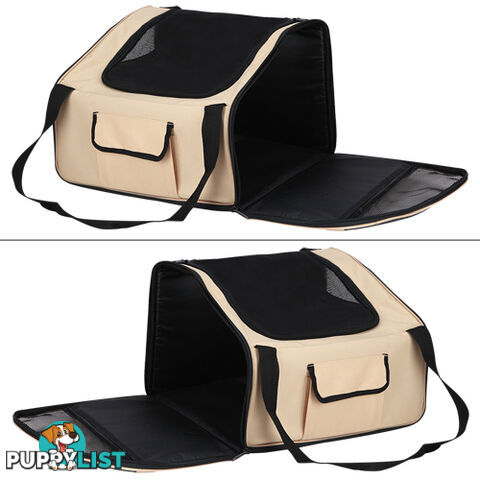 Pet Dog Cat Car Seat Carrier Travel Bag Large Beige