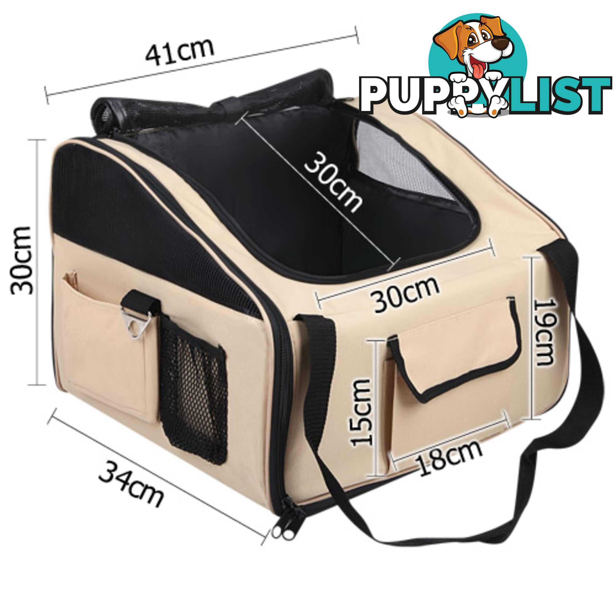 Pet Dog Cat Car Seat Carrier Travel Bag Large Beige