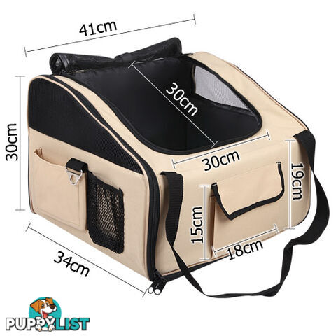 Pet Dog Cat Car Seat Carrier Travel Bag Large Beige