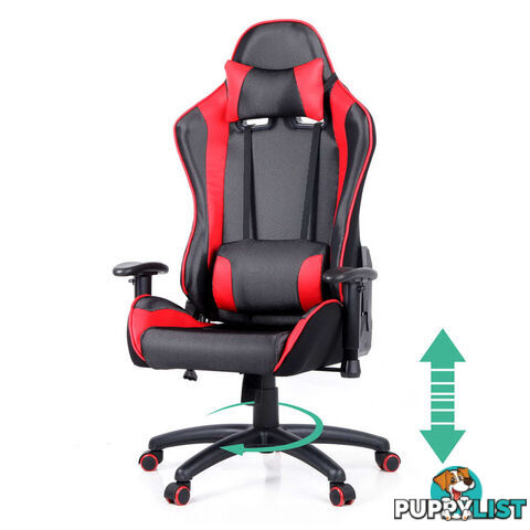 PU Leather & Mesh Reclining Office Desk Gaming Executive Chair - Red