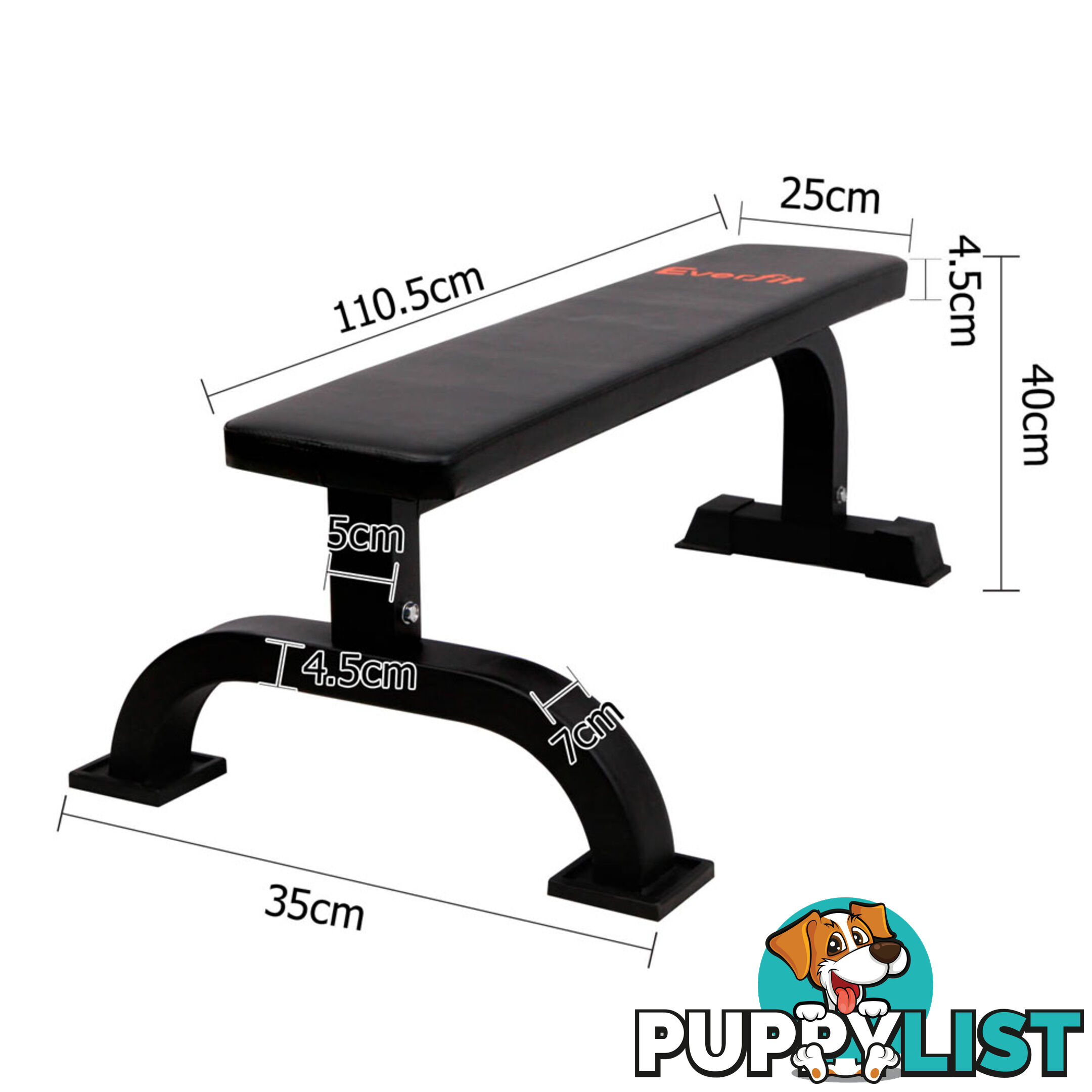 Fitness Flat Weight Bench Black