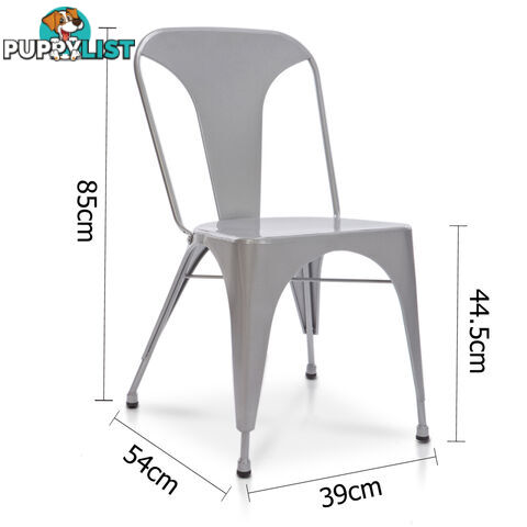 Set of 2 Steel Dining Chair Silver