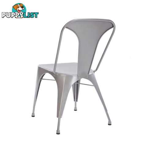 Set of 2 Steel Dining Chair Silver