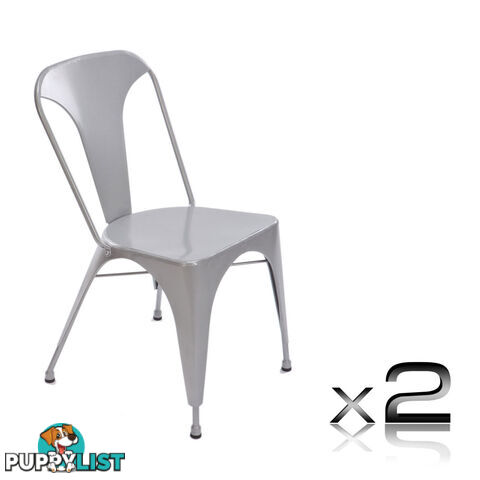 Set of 2 Steel Dining Chair Silver