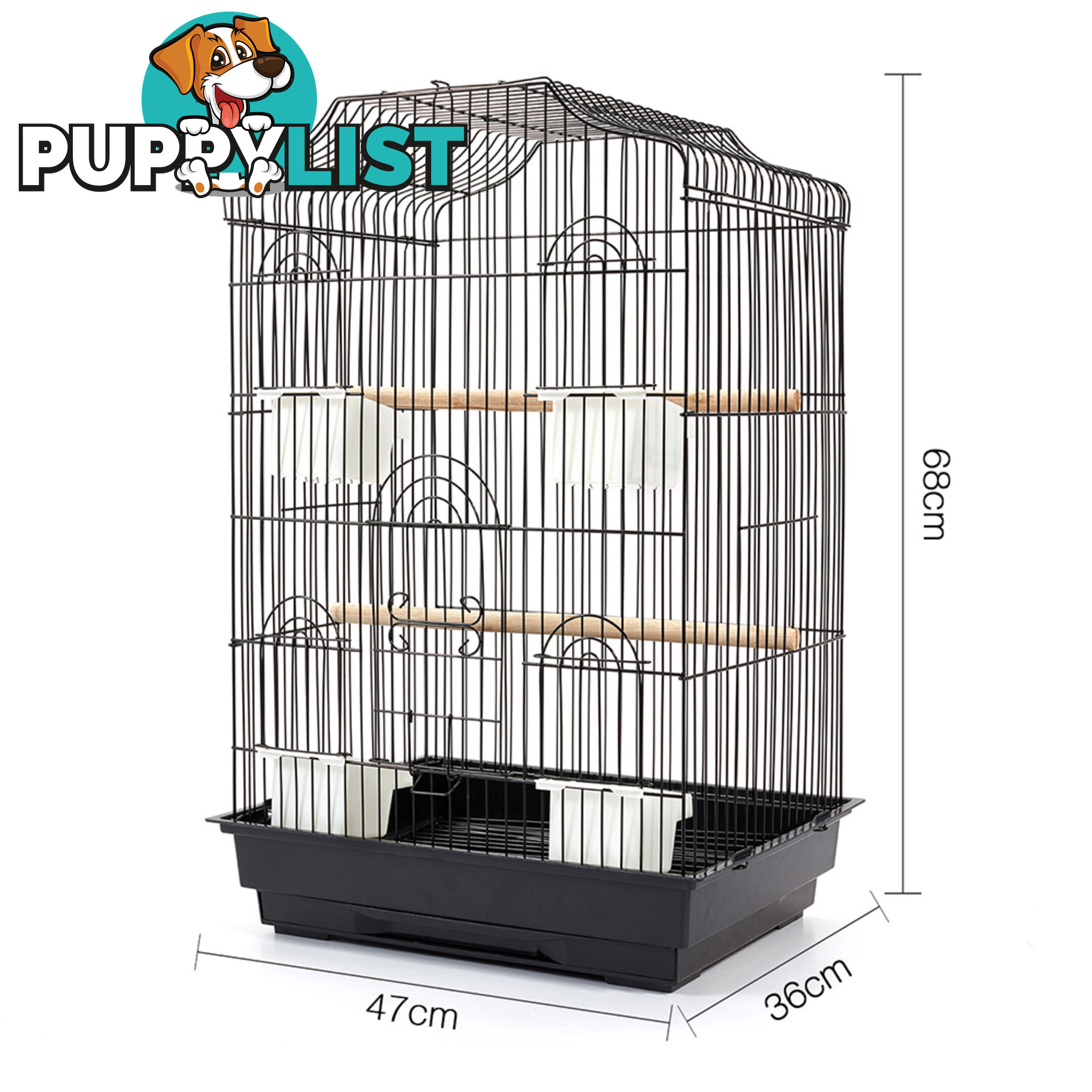 Pet Bird Cage Black Medium - 68CM