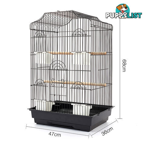 Pet Bird Cage Black Medium - 68CM