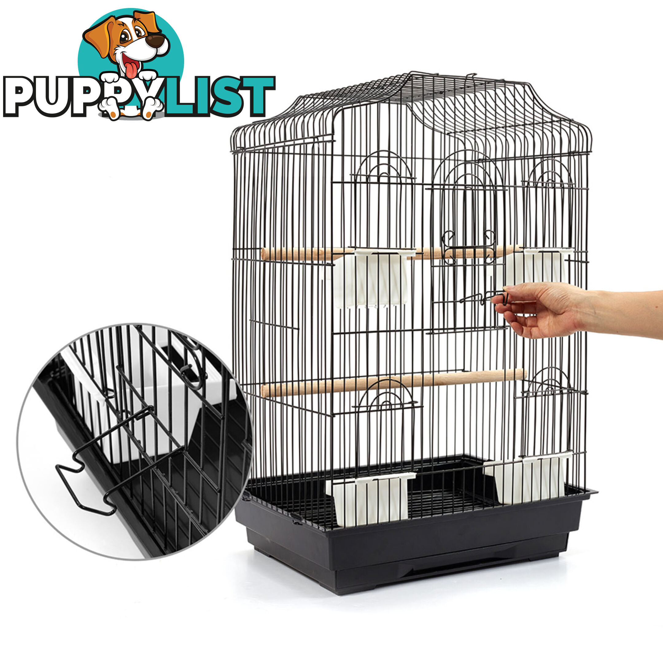 Pet Bird Cage Black Medium - 68CM