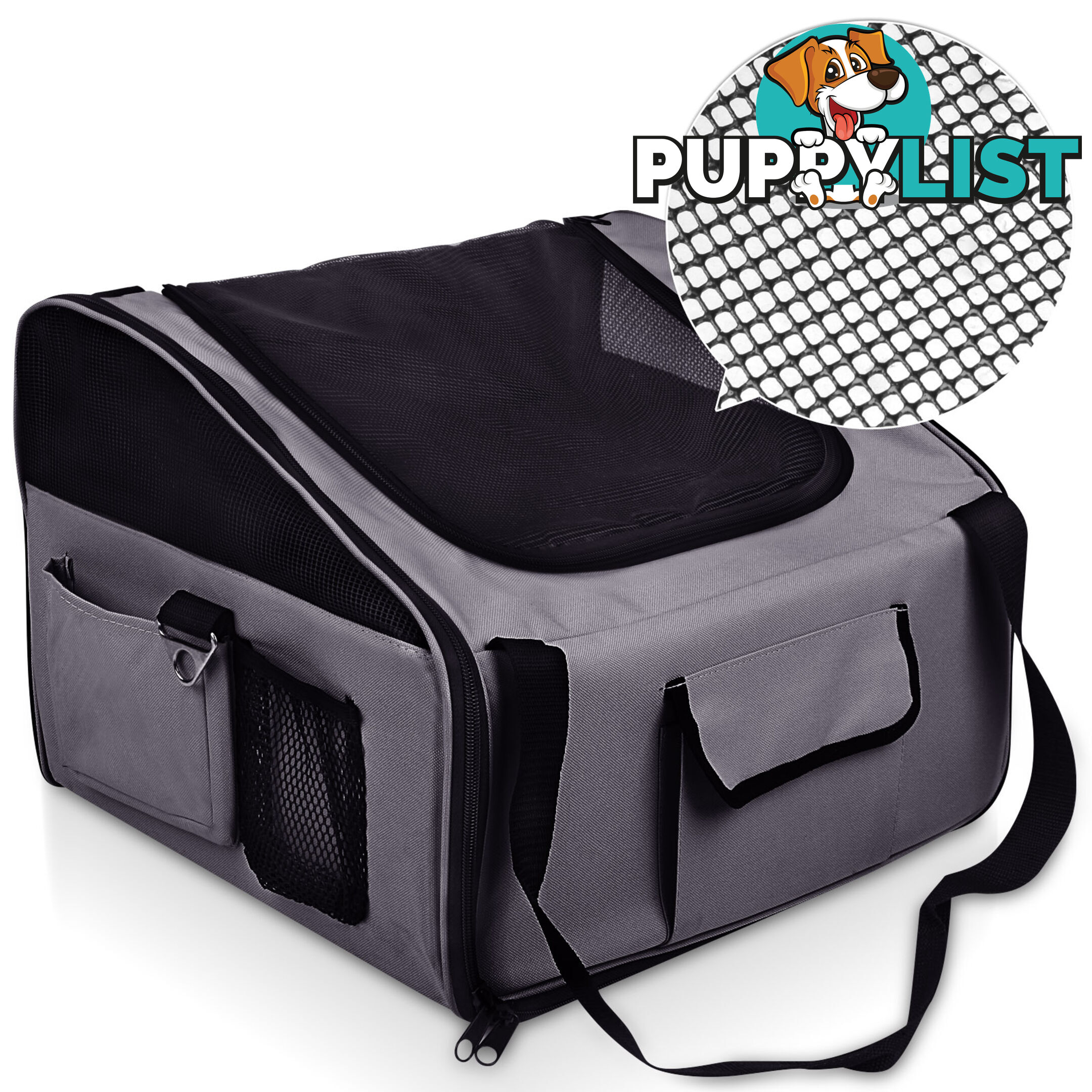 Pet Dog Cat Car Seat Carrier Travel Bag Large Grey