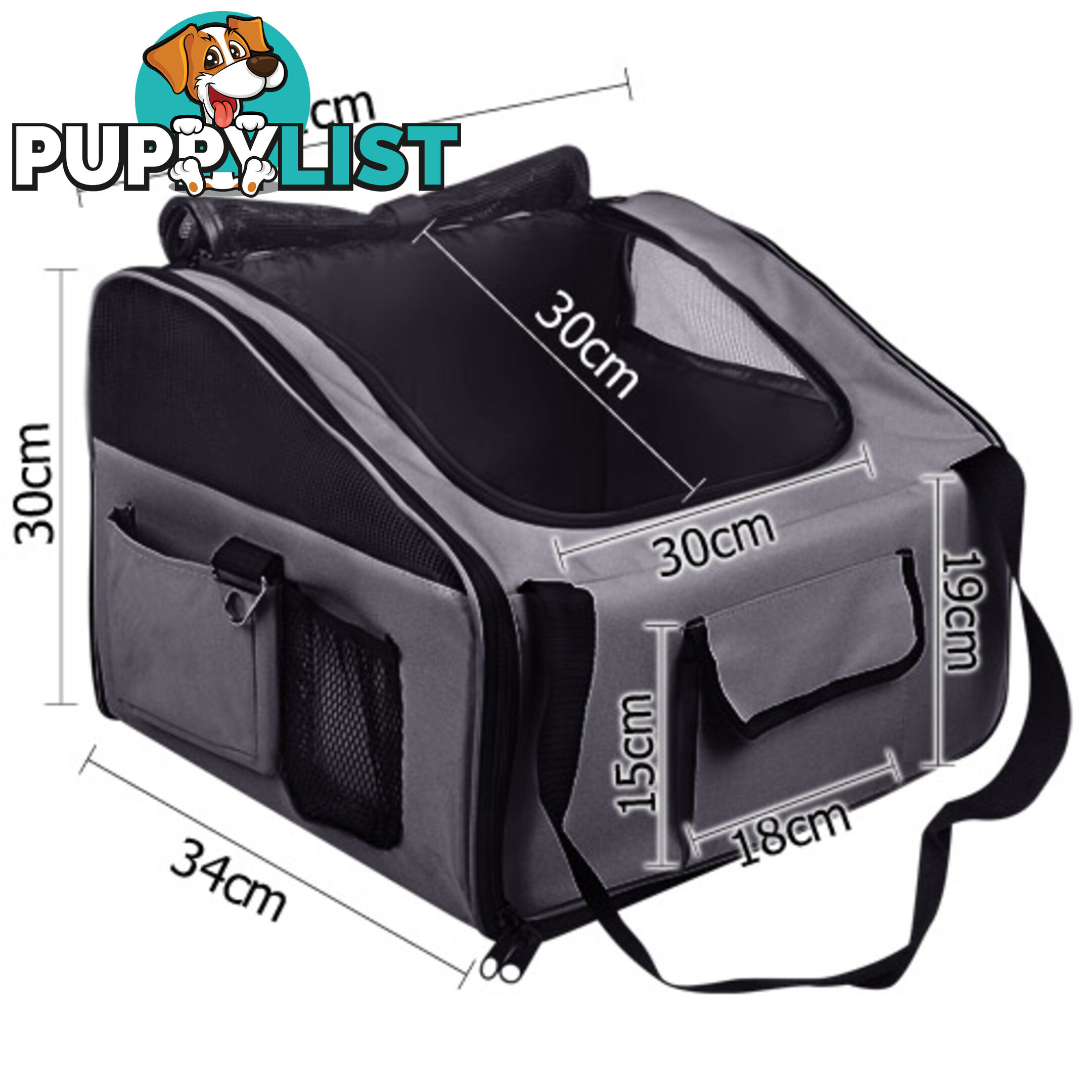 Pet Dog Cat Car Seat Carrier Travel Bag Large Grey