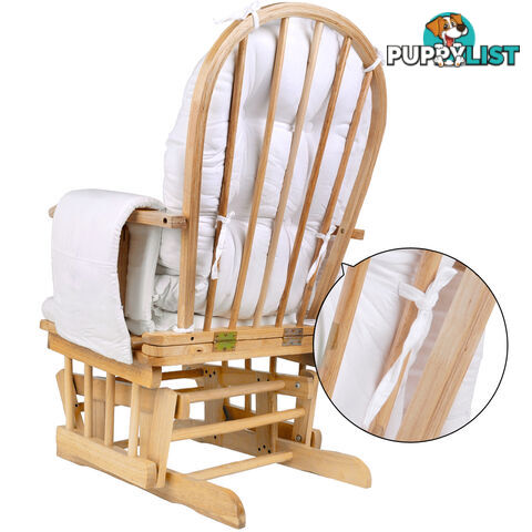 Baby Breast Feeding Sliding Glider Chair w/ Ottoman Natural Wood