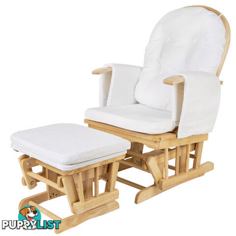 Baby Breast Feeding Sliding Glider Chair w/ Ottoman Natural Wood