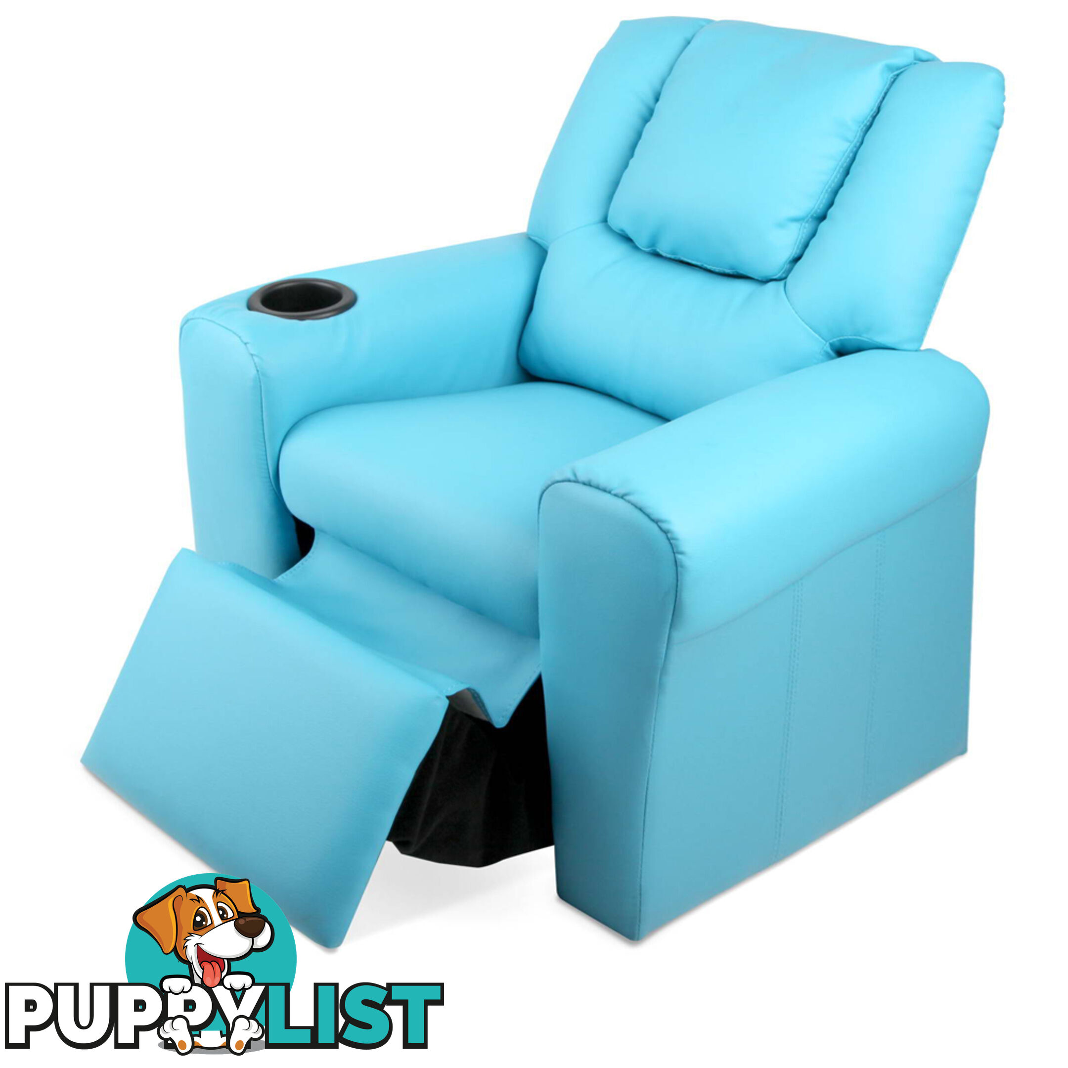 Kids Padded PU Leather Recliner Chair  - Blue