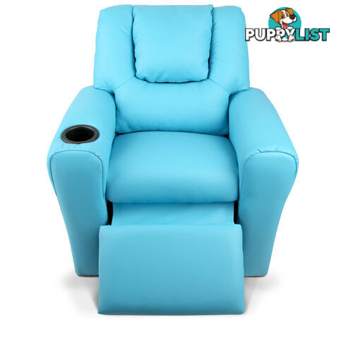 Kids Padded PU Leather Recliner Chair  - Blue