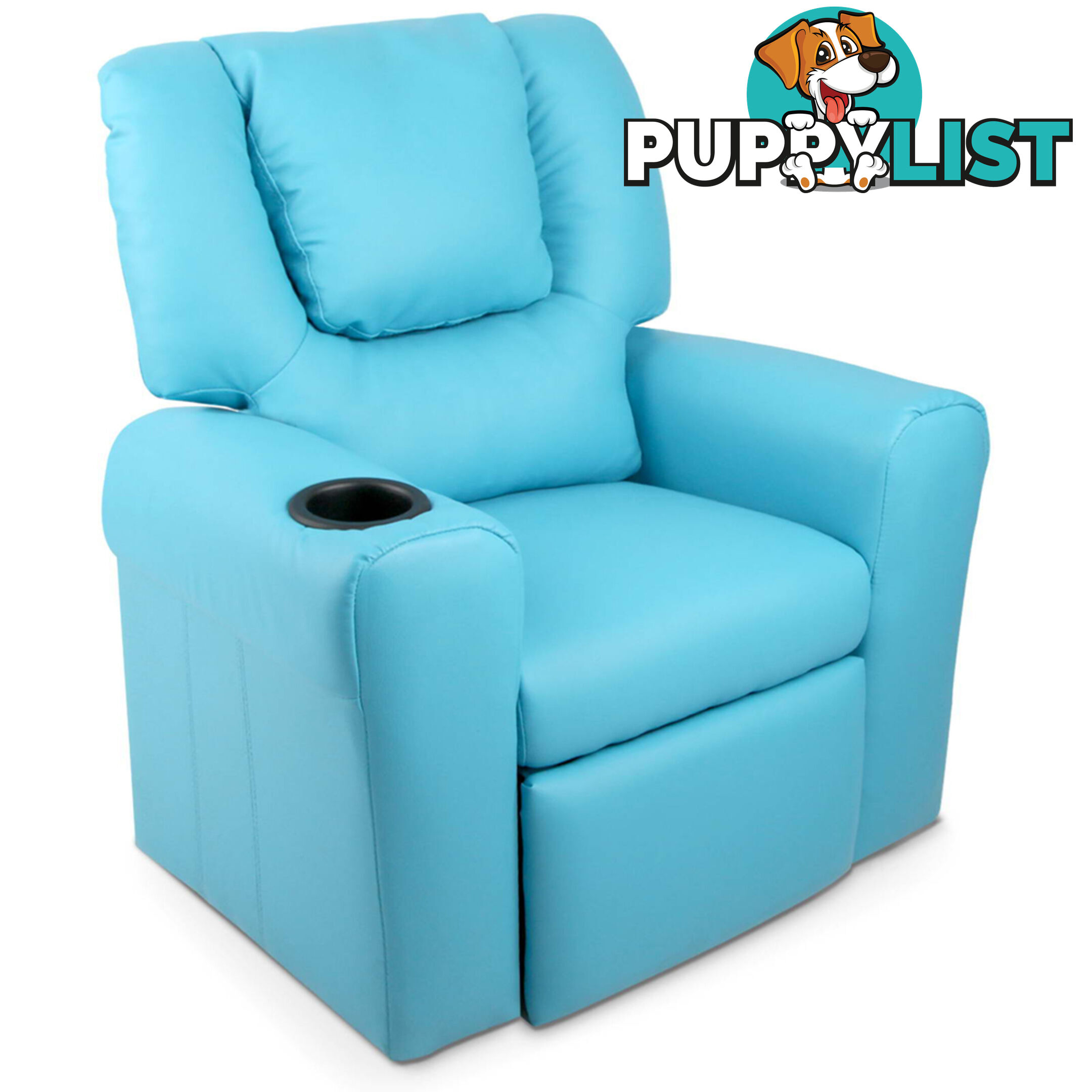 Kids Padded PU Leather Recliner Chair  - Blue