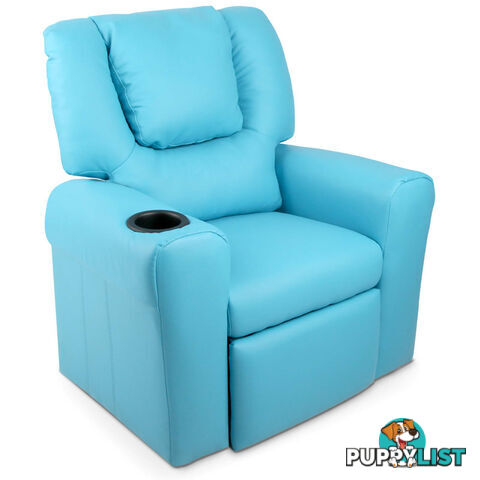 Kids Padded PU Leather Recliner Chair  - Blue