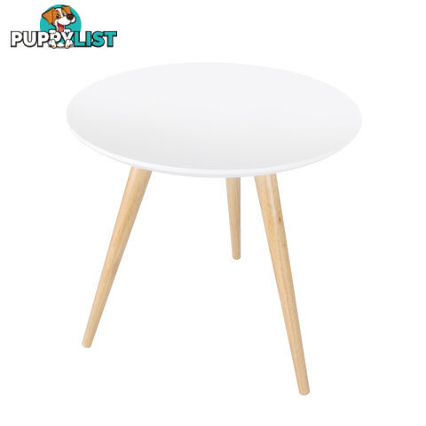 Round Bedside Coffee Table w/ Rubber Wood Legs