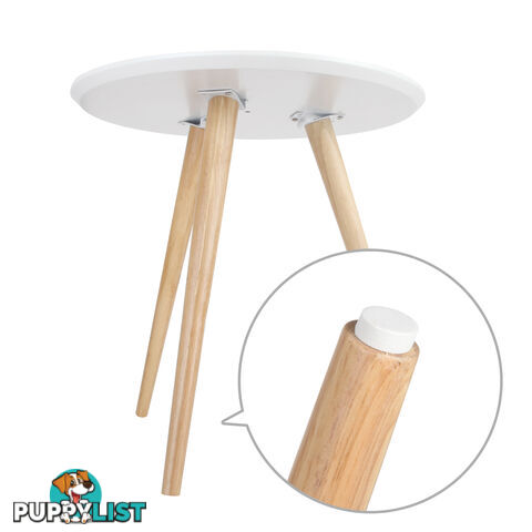 Round Bedside Coffee Table w/ Rubber Wood Legs