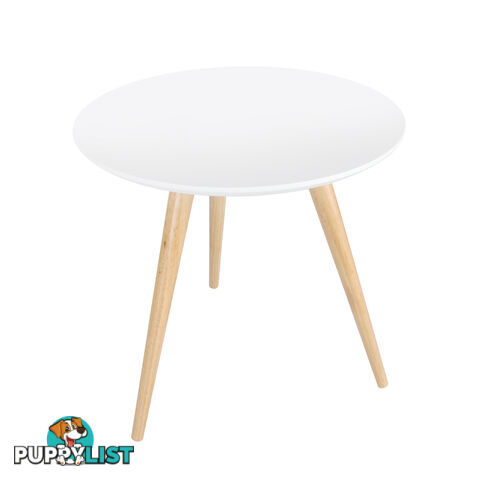 Round Bedside Coffee Table w/ Rubber Wood Legs