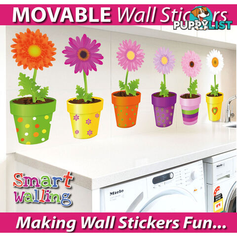 Medium Size Flower Pot Wall Stickers - Totally Movable