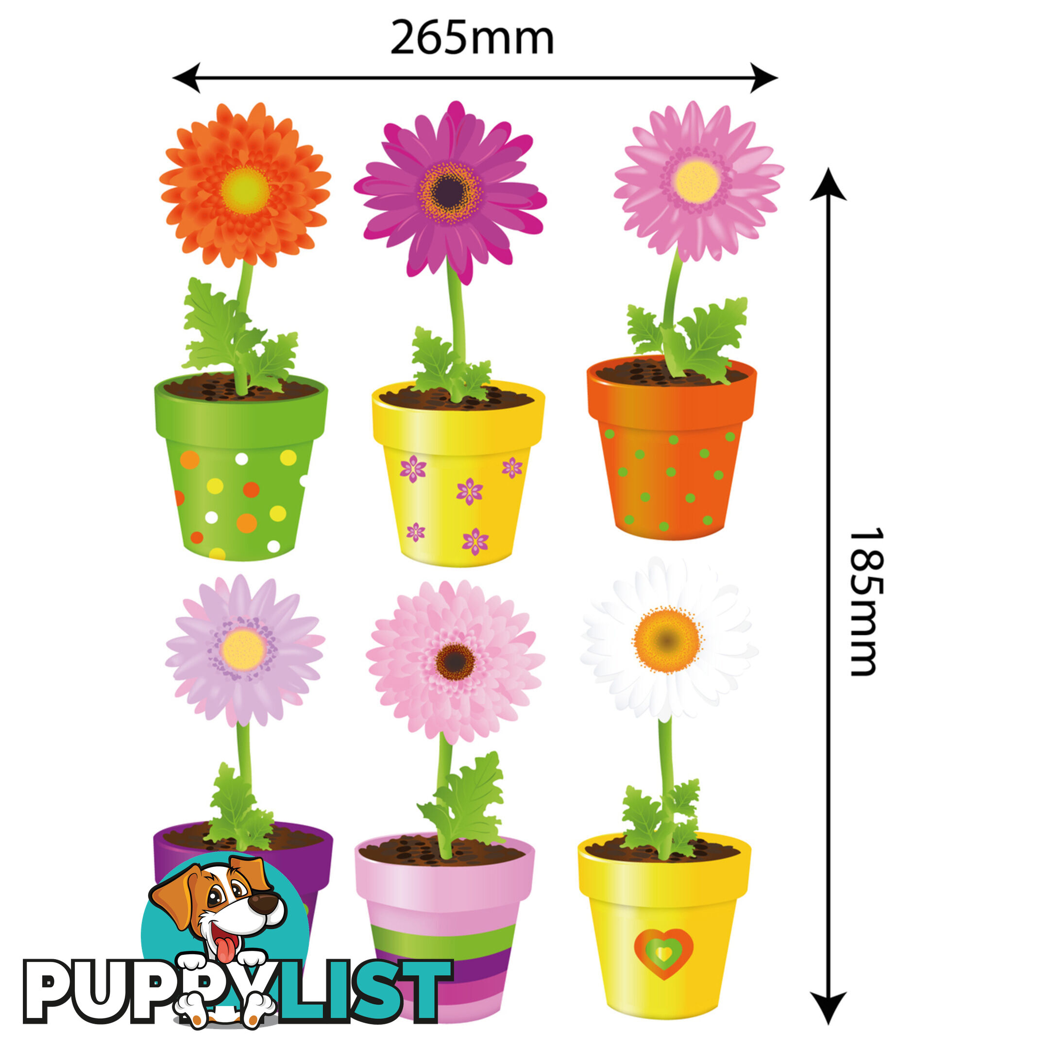 Medium Size Flower Pot Wall Stickers - Totally Movable