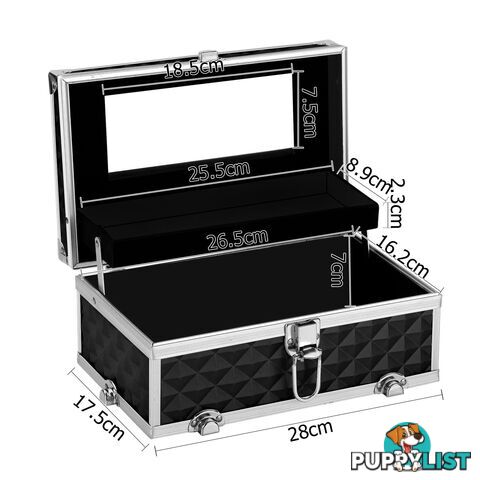 Portable Cosmetic Beauty Makeup Case Diamond Black