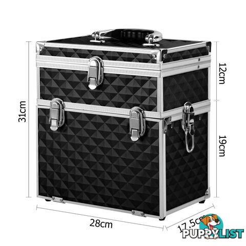 Portable Cosmetic Beauty Makeup Case Diamond Black