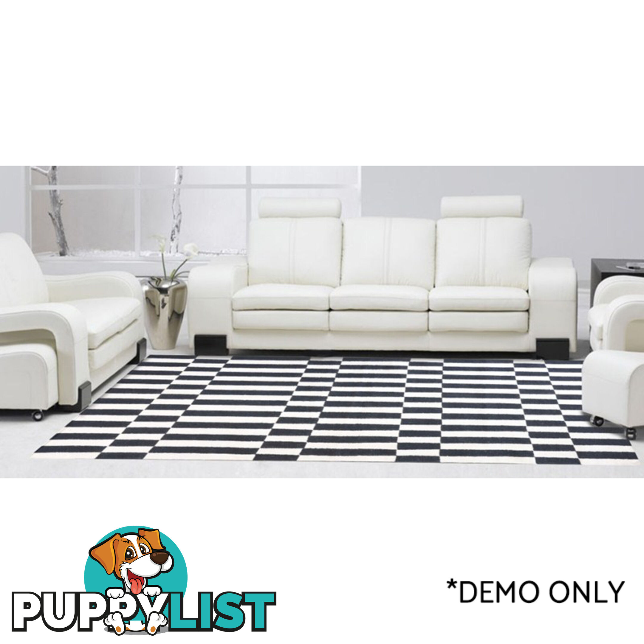 Brick Durry Rug Black & White 160x230cm