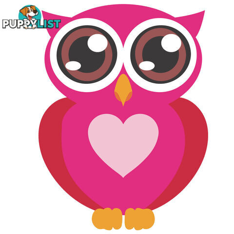 Pink Owl with Big Eyes Wall Stickers - Totally Movable