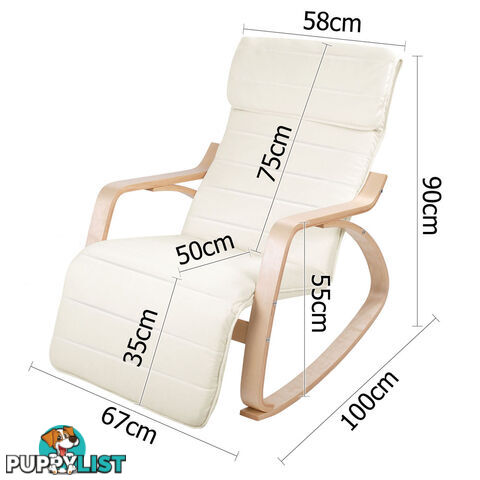 Birch Plywood Adjustable Rocking Lounge Arm Chair w/ Fabric Cushion Beige