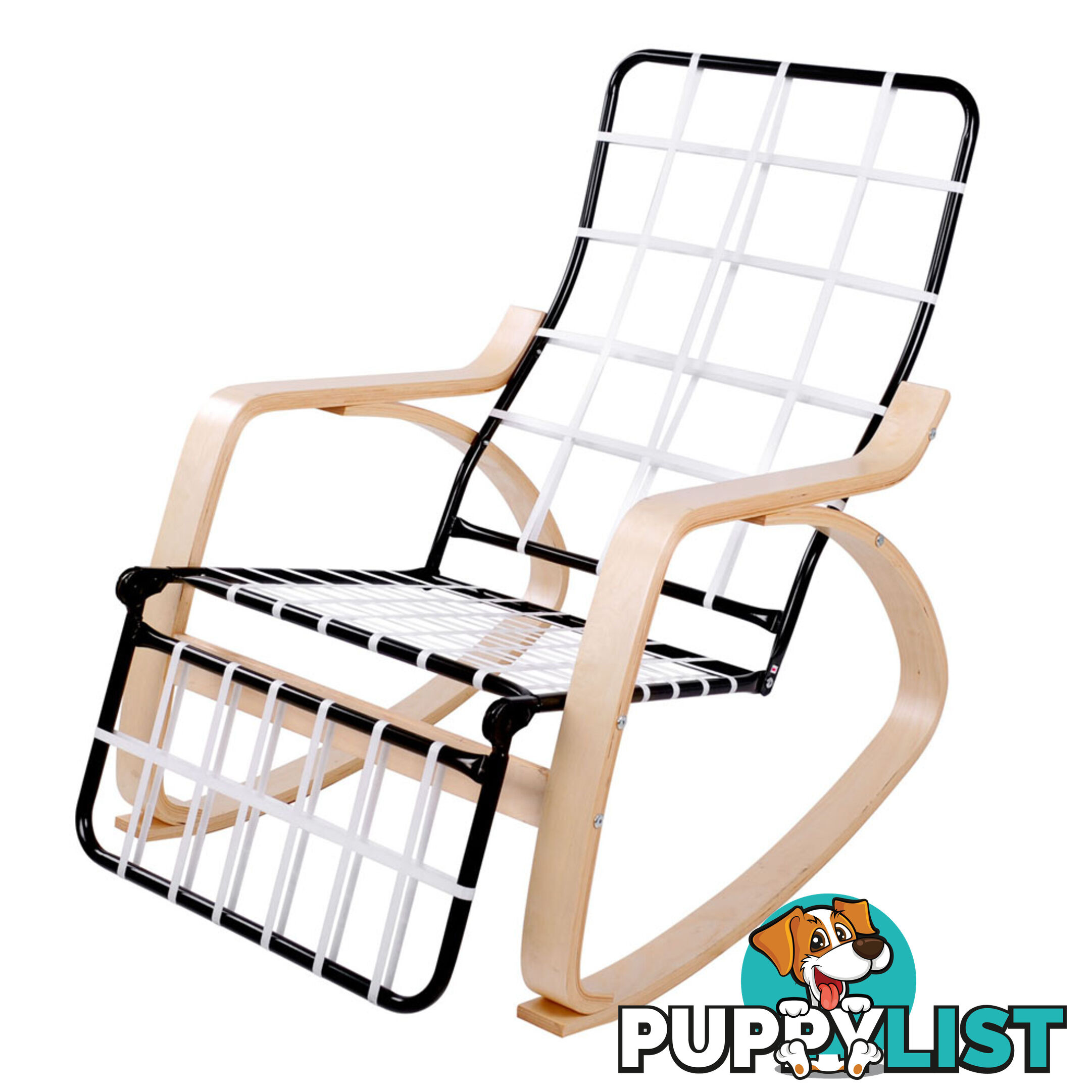 Birch Plywood Adjustable Rocking Lounge Arm Chair w/ Fabric Cushion Beige