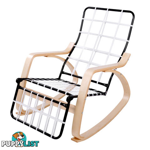 Birch Plywood Adjustable Rocking Lounge Arm Chair w/ Fabric Cushion Beige