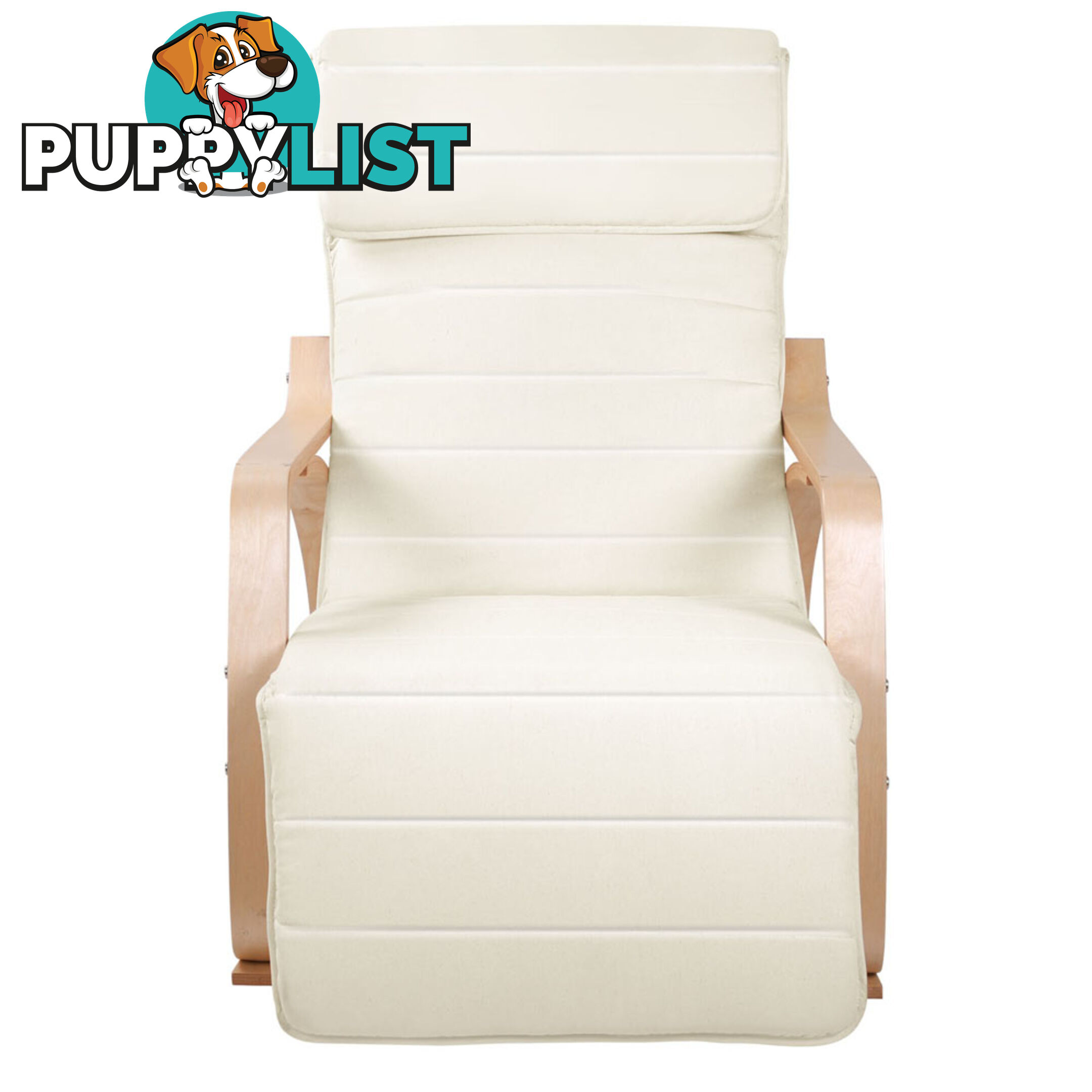 Birch Plywood Adjustable Rocking Lounge Arm Chair w/ Fabric Cushion Beige