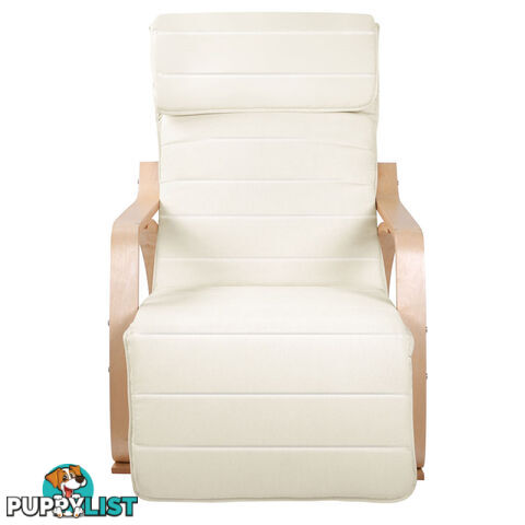 Birch Plywood Adjustable Rocking Lounge Arm Chair w/ Fabric Cushion Beige